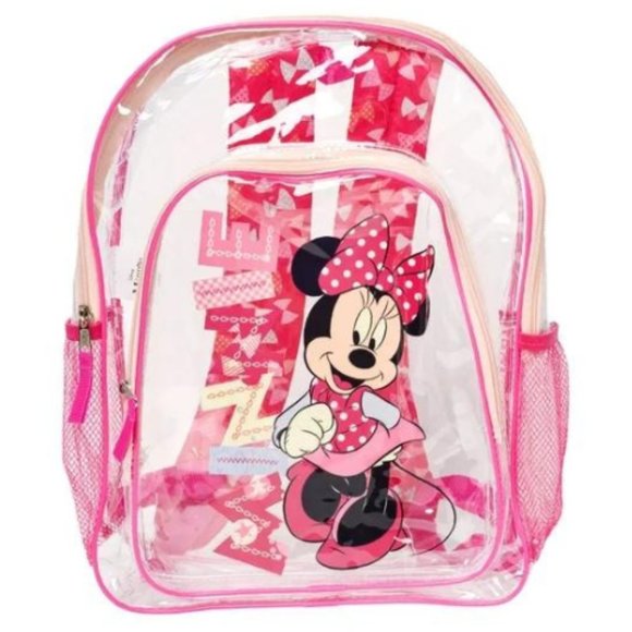Disney Minnie Mouse Transparent 16" Backpack, Pink, Large, Backpack - Picture 1 of 2